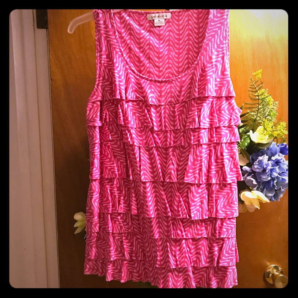 🔥Pink XL Liz Claiborne Ruffle Tank Top
